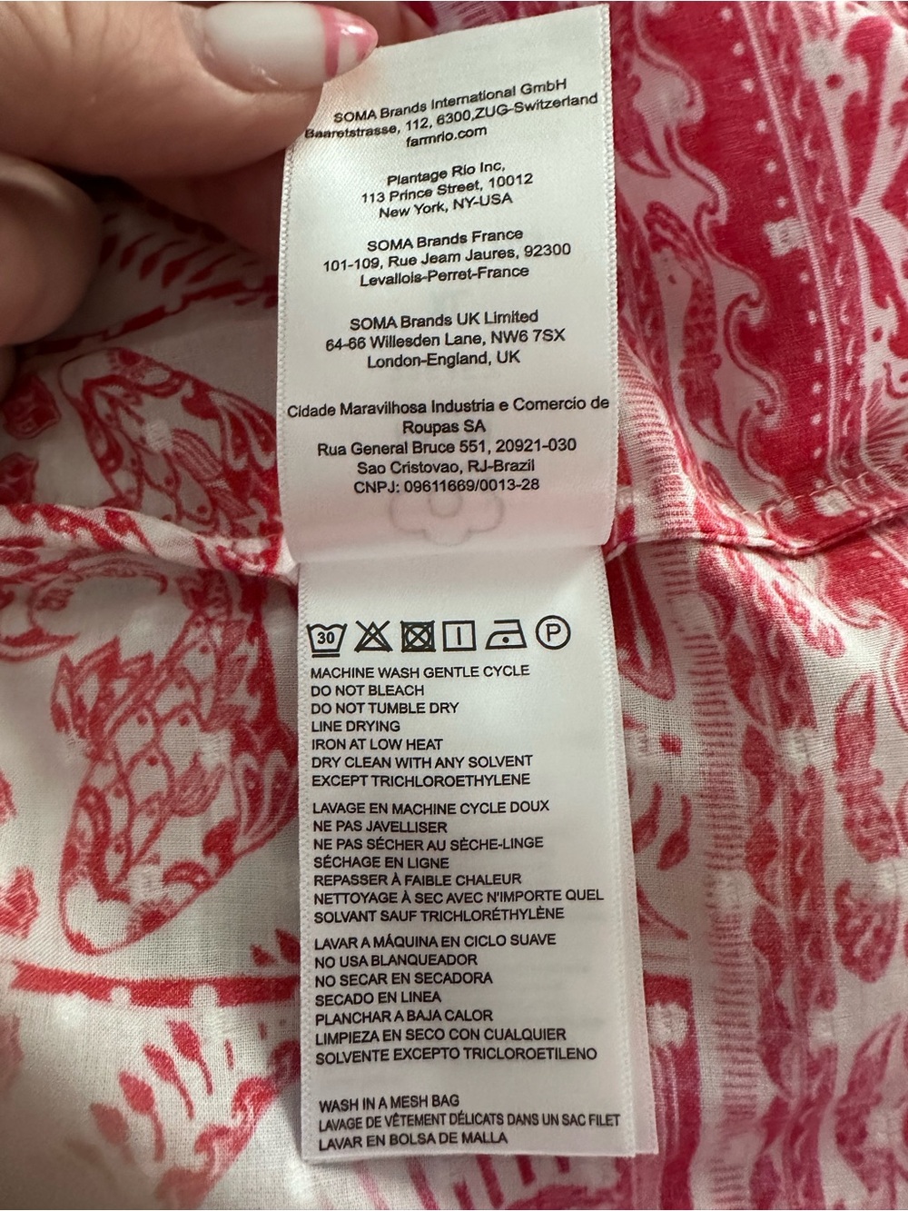 FARM Rio Red and White Printed Puff-Sleeve Blouse - Picture 3 of 9